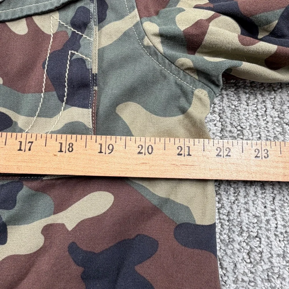 True Religion Military Jacket Mens‎ M Camo Green Brown Button Front Utility Coat